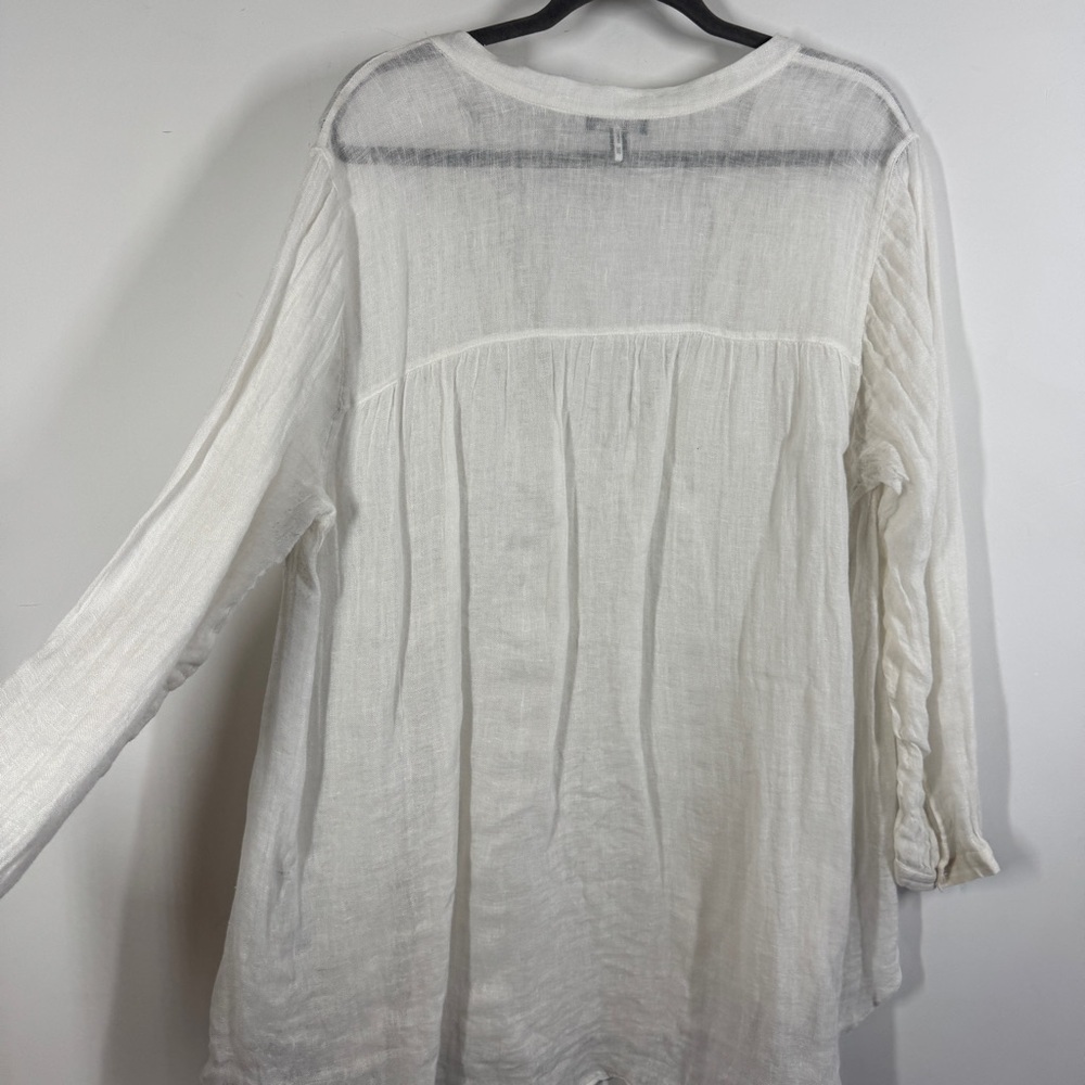 Eileen Fisher White Organic Linen Tunic Top Boho Minimalist Lagenlook Relaxed - Picture 13 of 16